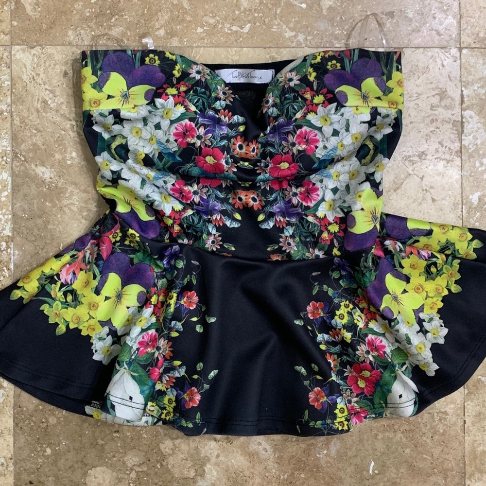 Floral Sleeveless Peplum Blouse Top